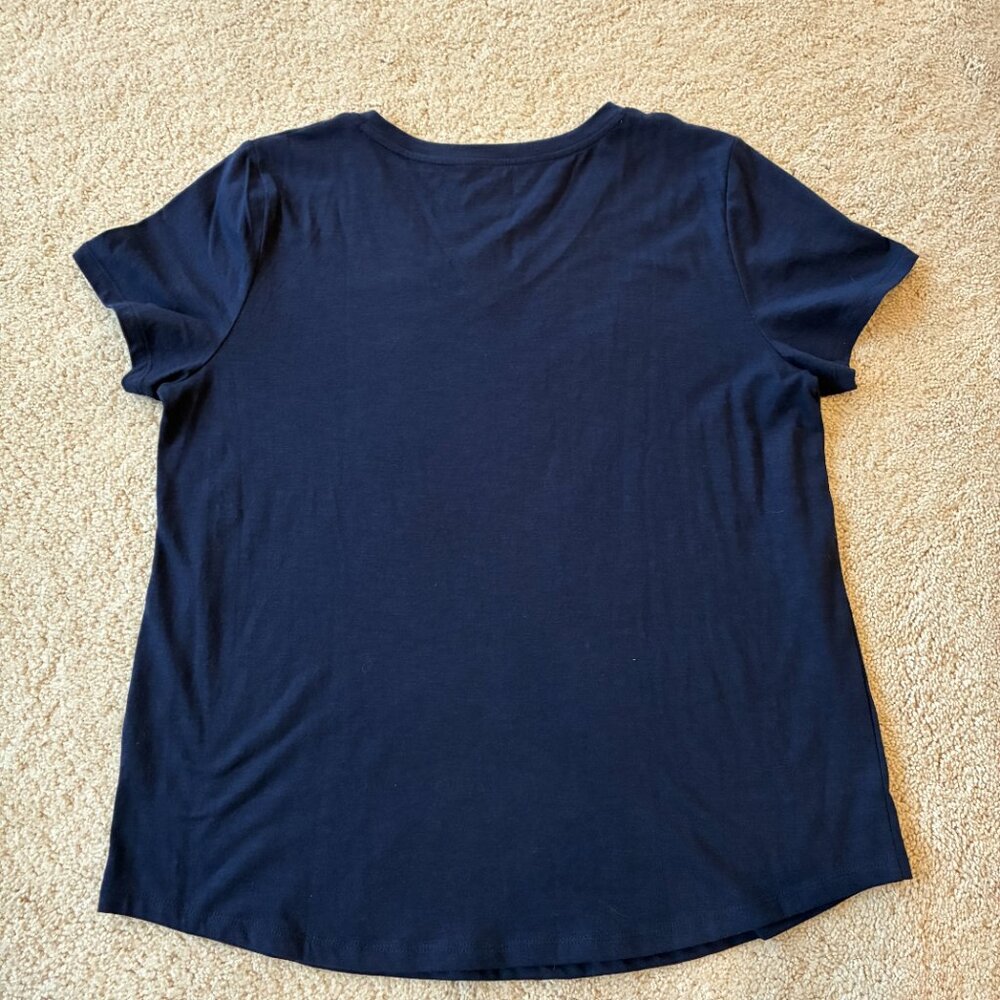 Sonoma V-Neck Short-Sleeve Navy Blue Top T-Shirt - Picture 3 of 5